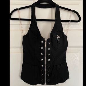 Black zip up corset style halter